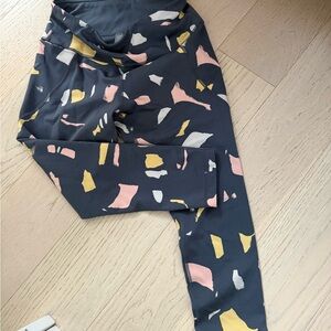 Title Nine Leggings - Black, Pink, Yellow Pattern